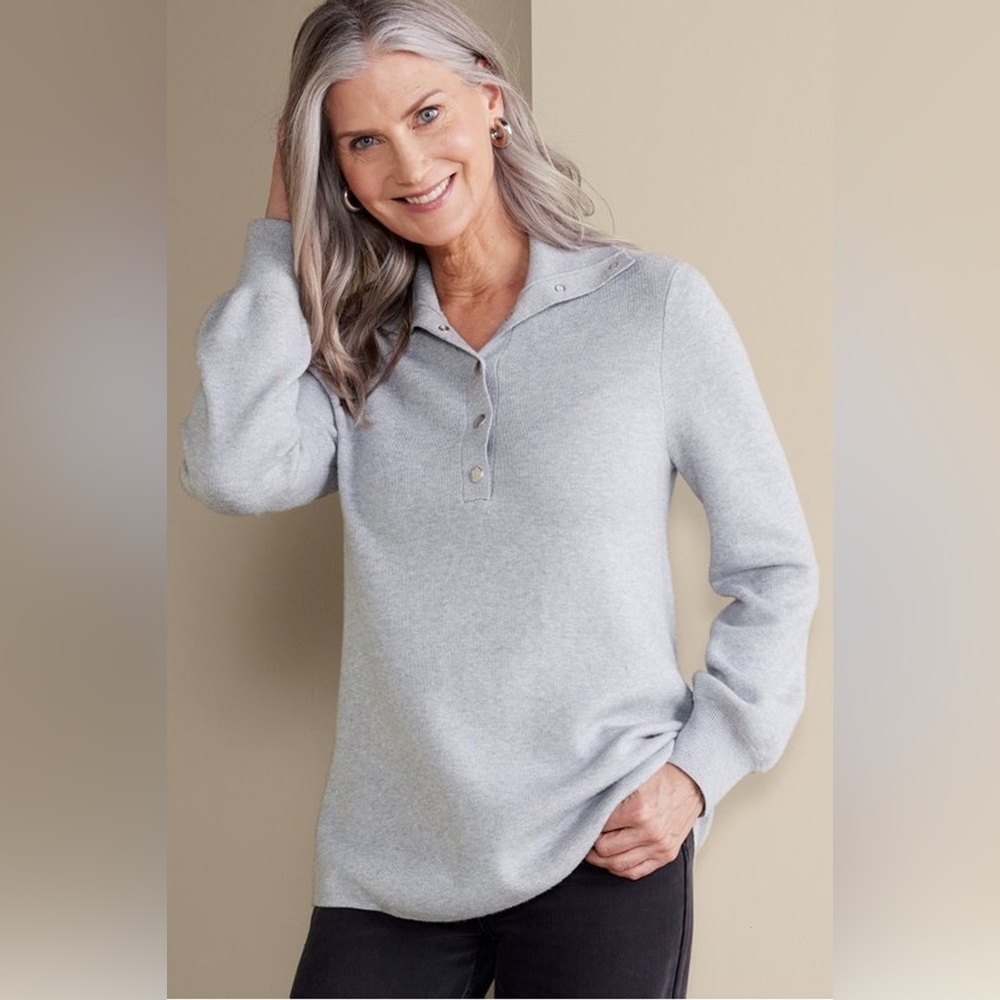 Soft Surroundings Long Sleeve Henley Tunic Sweater 1X